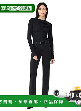 自营DL1961 Patti Jeans Women's Black Denim High Rise Straigh