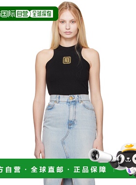 1h可退 香港直邮潮奢 Balmain 巴尔曼 女士 黑色 Retro PB Embroi