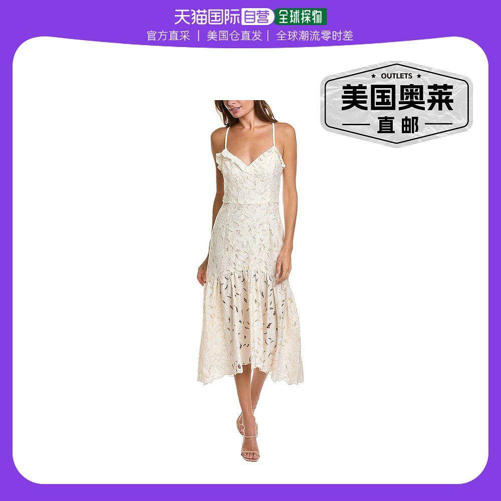 Marchesa Notte 牡丹中长早秋新款连衣裙 白色 【美国奥莱】直发