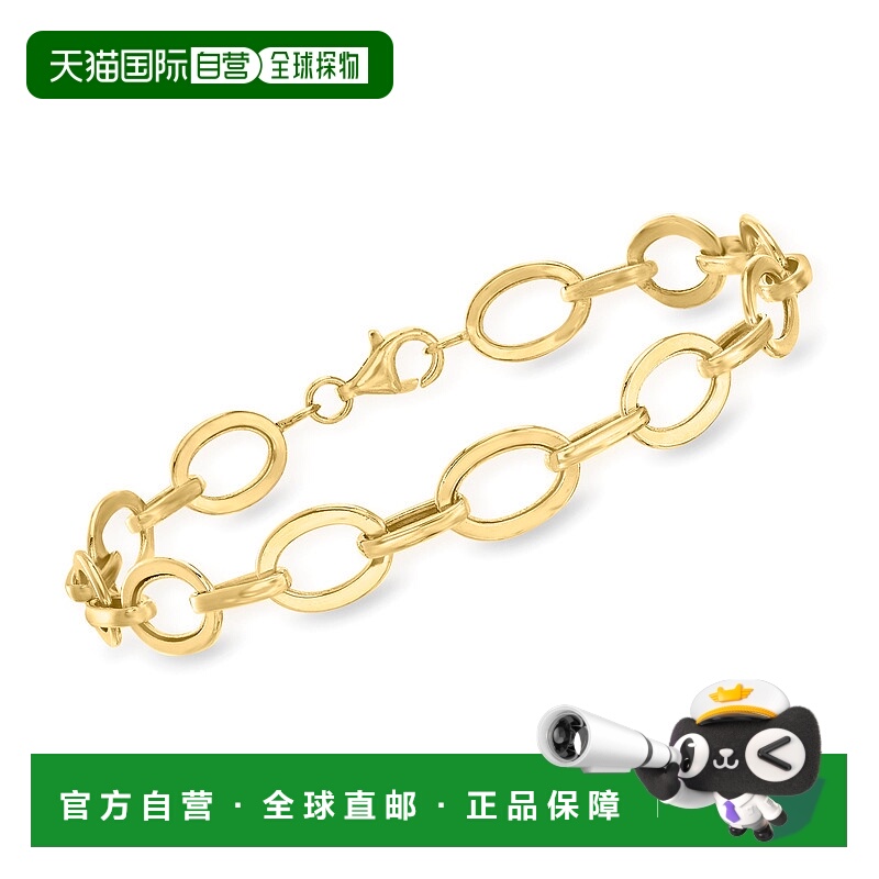自营 Ross-Simons 14kt 黄金扁平椭圆形链节手链 - 7 英寸 美国奥