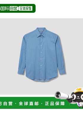 香港直邮AURALEE 女士 A25AS01CS 棉质真丝条纹蓝色衬衫 A25AS01C
