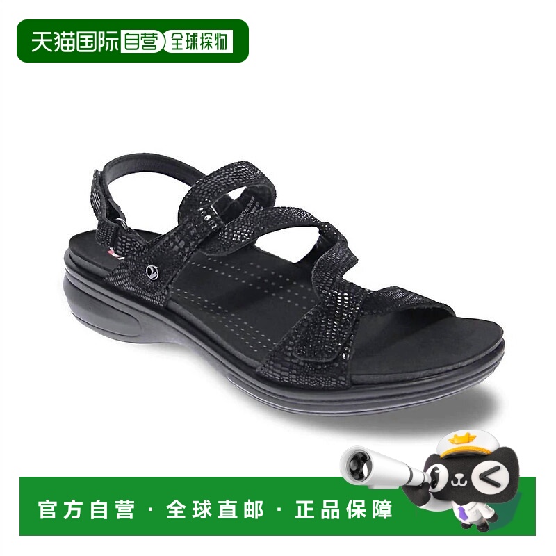 自营revereWomen's Miami Sandal In Black Lizard - black lizar