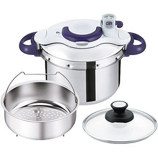 日本直邮t-fal特福压力锅不锈钢高压锅紫色6L易开启做工精致