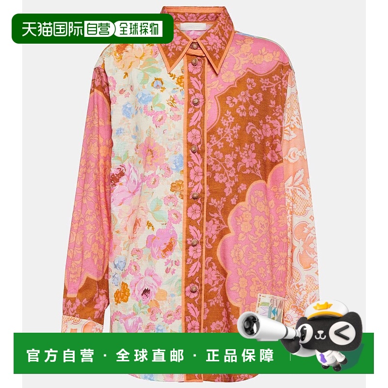香港直邮ZIMMERMANN 女士 Raie 印花棉质衬衫 colorful花色 舒适