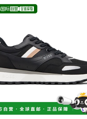 1h可退 香港直邮潮奢 BOSS 波士 男士 黑色 Mixed-Material Leath
