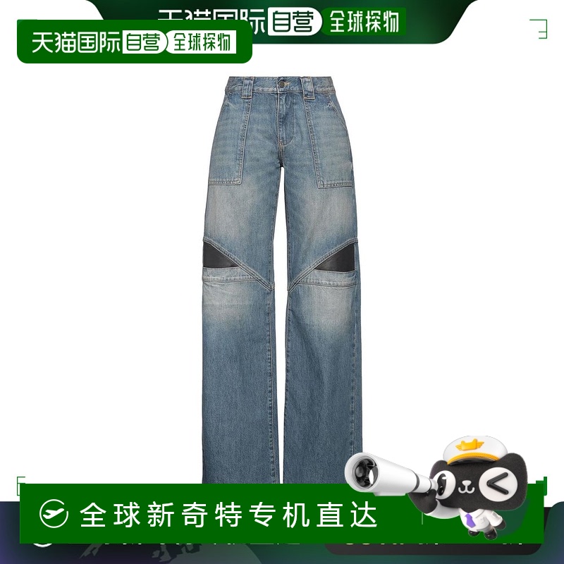 【美国直邮】GUESS 女士阔腿牛仔裤 30348427AW 高腰纯色褪色设计