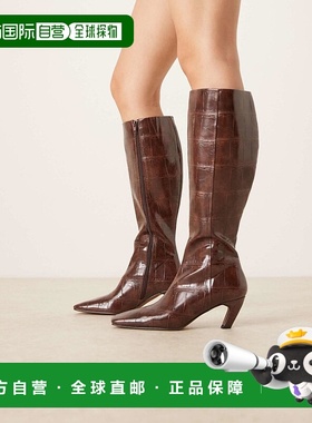 1h可退 香港直邮潮奢 ASOS 女士 Colette chisel 设计鞋头及膝棕