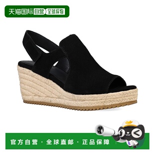 自营 eileen fisher艾琳费舍尔威尔达绒面楔形凉鞋-黑色 美国奥莱