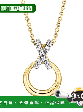 自营 ross-simonsRoss Simons 14kt黄金钻石Xo吊坠项链-16英寸 美