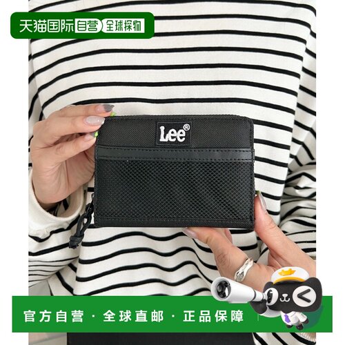 日本直邮Lee 男女同款 BOX logo刺绣圆形拉链对折钱包 0520699
