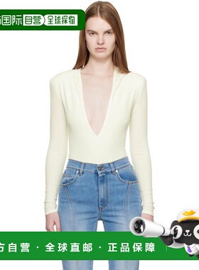 1h可退 香港直邮Mugler 穆勒 女士 灰白色 Hooded V-Neck 连体衣