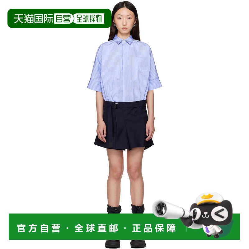 1h可退 香港直邮潮奢 Sacai 女士 蓝色 Poplin & Suiting 连衣裙