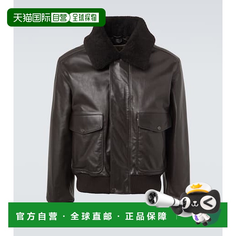 香港直邮Lemaire 男士 皮毛饰边皮革宽身束腰夹克