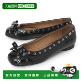 黑色镂空 日本直邮Ganni 蝴蝶结 女士s2755 099 芭蕾平底鞋 黑色