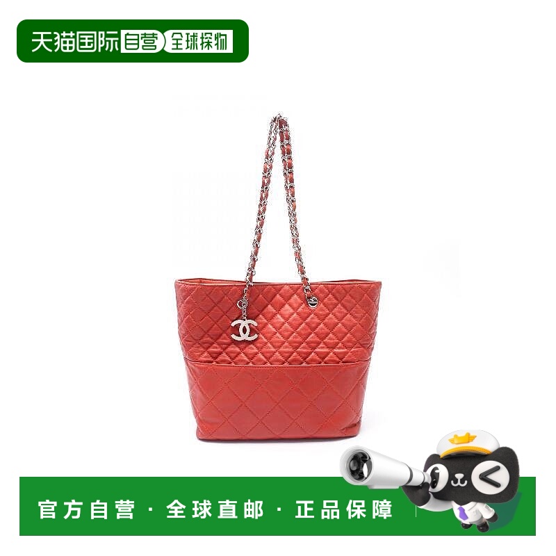 日本直邮中古Chanel香奈儿女包B级9新Tote Bag托特包牛皮托特包红