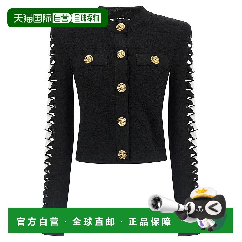 香港直邮BALMAIN 女士夹克 FF0KL260KI98EAB AW2025 黑色 Cut-Out