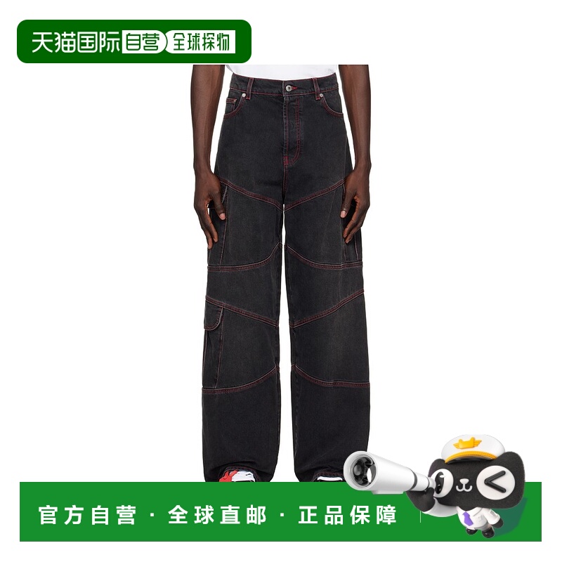 香港直邮off-white 男士 黑色 Script Samurai Straight 牛仔裤 O
