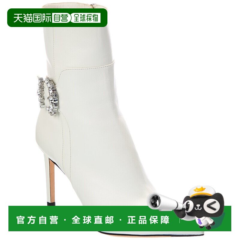 自营Jimmy Choo Cheri AB 85皮革短靴-白色高跟 美国直发奥莱