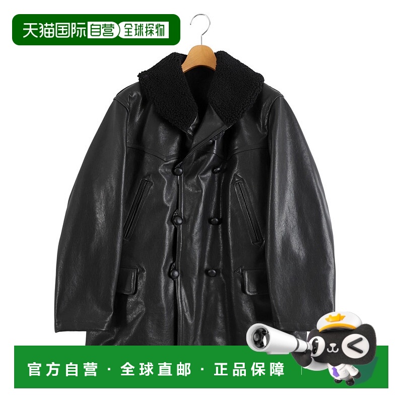 1h可退 日本直邮COMOLI男装宽松羊皮革加拿大外套 双排扣羊毛立领