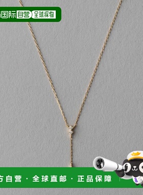 1h可退 日本直邮ete 女士K18黄金镶嵌钻石项链 时尚独特Y字形设计