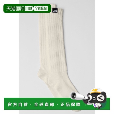 美国直邮AloYoga瑜伽中长螺纹舒适logo袜A0690U堆堆袜短袜