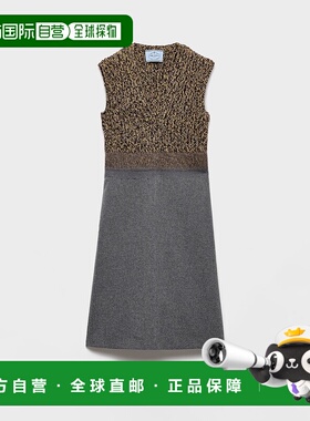 香港直邮Prada 普拉达 女士 无袖灰色羊毛羊绒连衣裙 P3Q26ROOO17