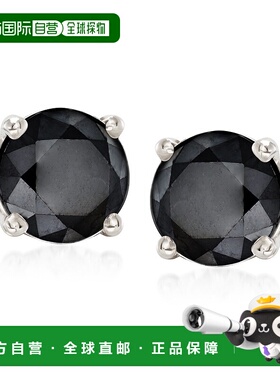 自营 925 纯银 Ross-Simons 黑色钻石耳钉 - 黑色 美国奥莱直发