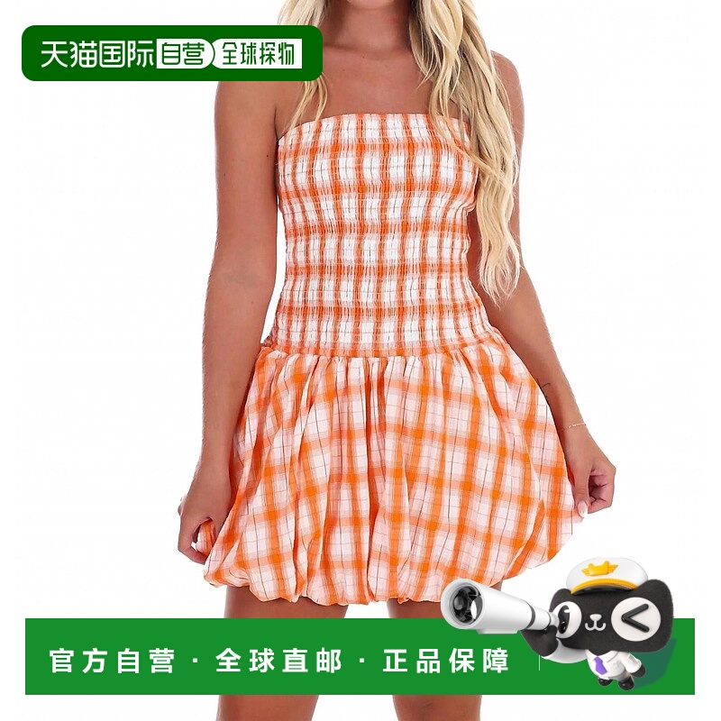 自营lenaOn Campus Plaid Mini Dress In Orange - orange 美国奥