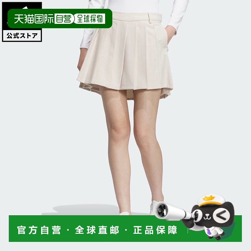 日本直邮 adidas 女性高尔夫纹理格纹百褶裙式短裤 运动服饰 [IS4