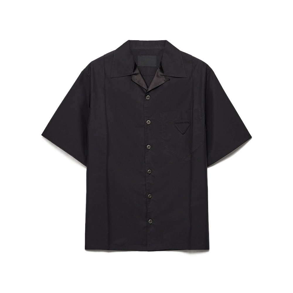 PRADA 男士衬衫 SC80316A6SOOOF0002 AW2024 黑色 短袖衬衫