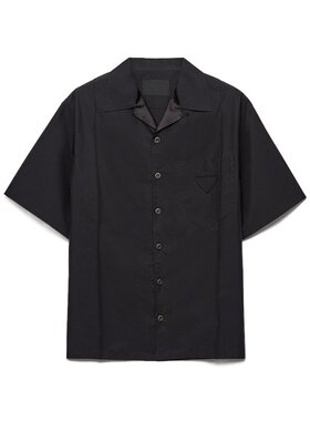 PRADA 男士衬衫 SC80316A6SOOOF0002 AW2024 黑色 短袖衬衫