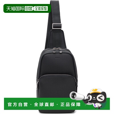 香港直邮潮奢 BOSS 波士 男士 海军蓝 Leather Logo-Embossed 斜