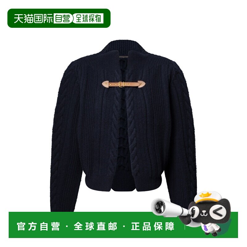 自营欧洲直邮LV路易威登 女士蓝色羊毛绞花针织开衫羊毛衫