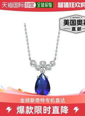 genevive14k 镀金纯银配蓝色蓝宝石和钻石方晶锆石泡泡雪佛龙雨滴