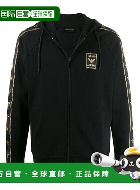 香港直邮Emporio Armani 黑色徽标连帽休闲夹克 6G1MG61J07Z