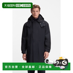 自营欧洲直邮Hugo Boss x BECKHAM男士深蓝色聚酯纤维防风连帽外