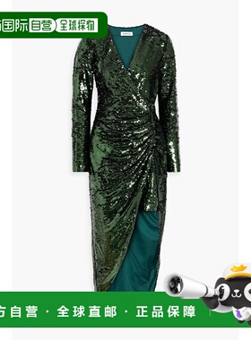 1h可退 香港直邮Simkhai 女士 Emersyn 褶皱珠片薄纱中长连衣裙 6