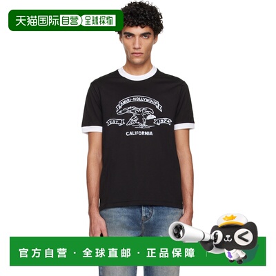 1h可退 香港直邮AMIRI 男士 黑色 Eagle Ringer T恤 AMTOJR1026