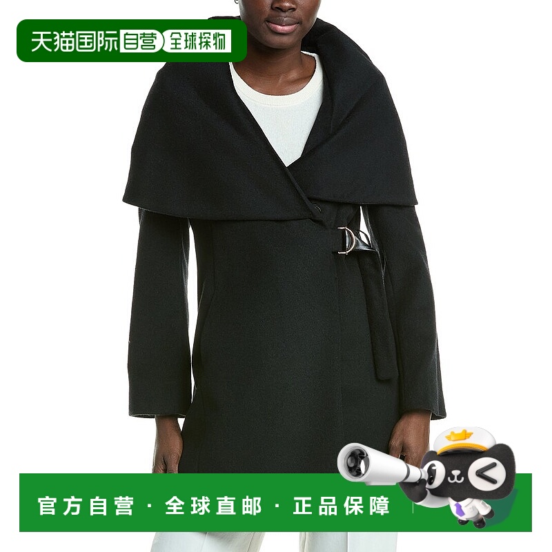 自营Via Spiga   Wool-Blend Hooded Coat - black 美国奥莱直发