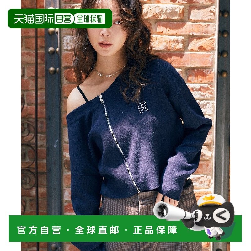 1h可退 日本直邮earth music&ecology 女装 双拉链 logo针织套头