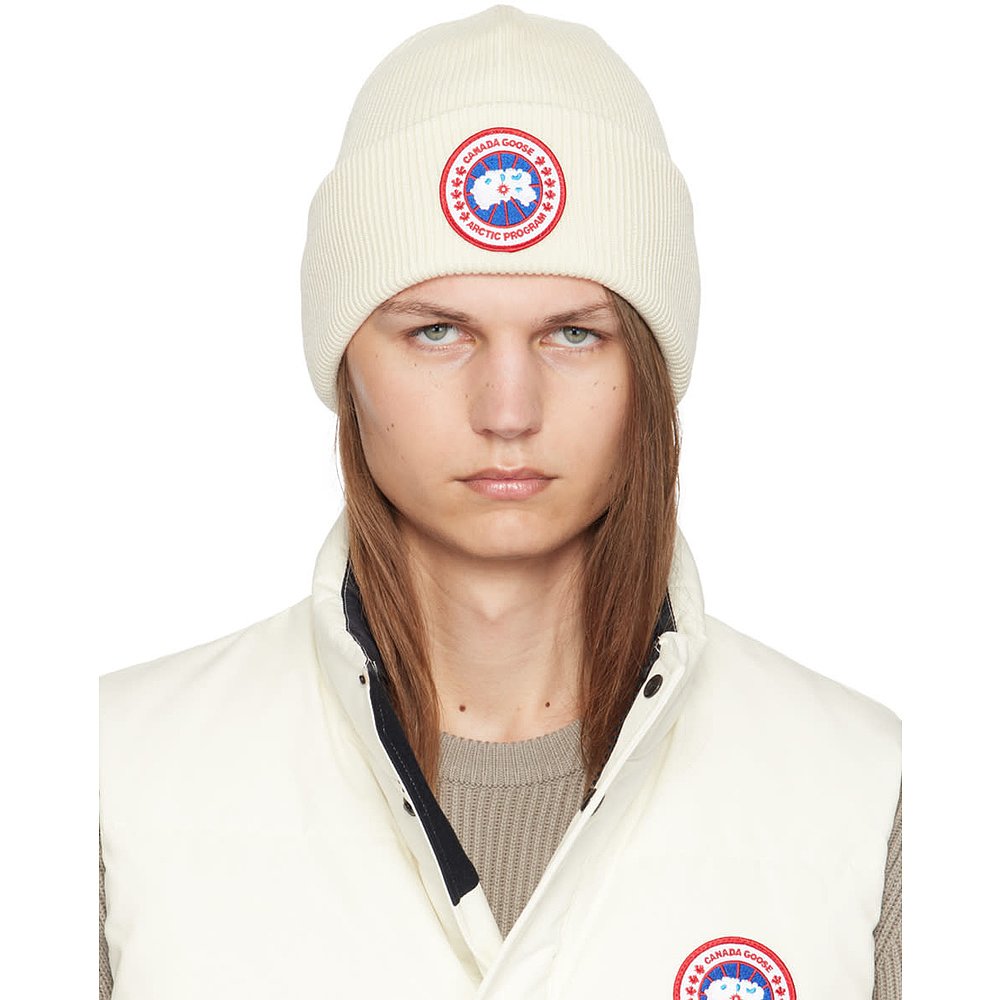 Canada Goose 加拿大鹅 男士 灰白色 Arctic 毛线帽 6936M