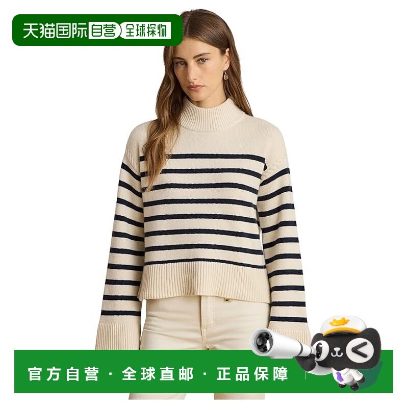 1h可退 香港直邮Lauren Ralph Lauren 女士 条纹羊毛混纺半高领毛,女装/女士精品,毛针织衫,淘宝优惠券,粉丝福利购,淘宝优惠卷
