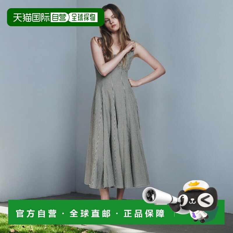 日本直邮Zara格纹中长款连衣裙吊带