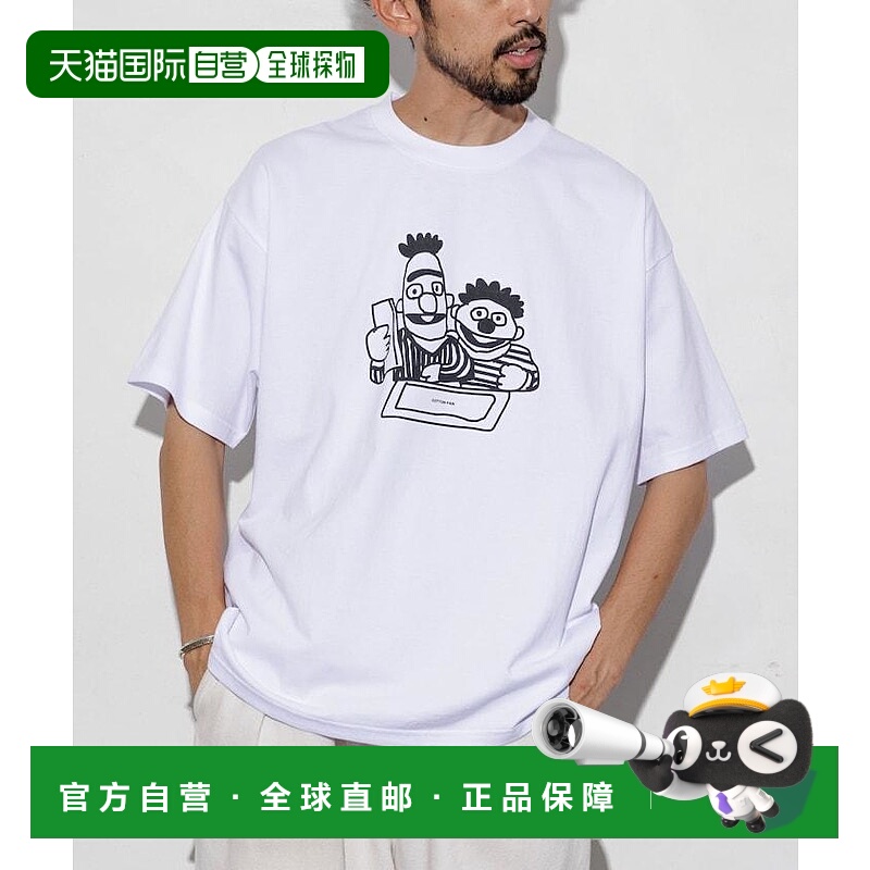 1h可退 日本直邮COTTON PAN 男装 全棉 宽松 前幅印刷T恤 CP25SS-
