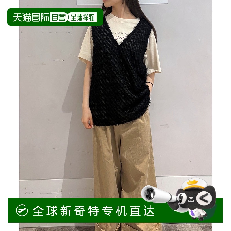 1h可退 日本直邮LOCUST 女士V领透感针织背心 开岔设计 可双面穿