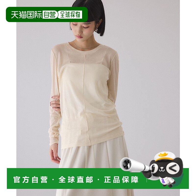 1h可退 日本直邮Adam et Rope' 女装 宽松 纯棉透感长款T恤 半高