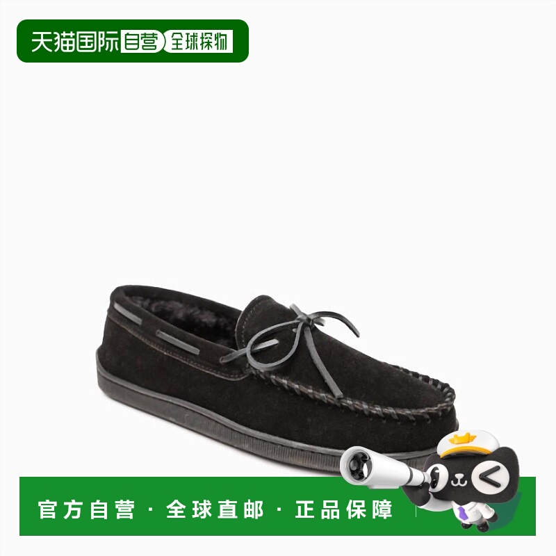自营minnetonkaMen's Pile Lined Hardsole Moccasins In Black -