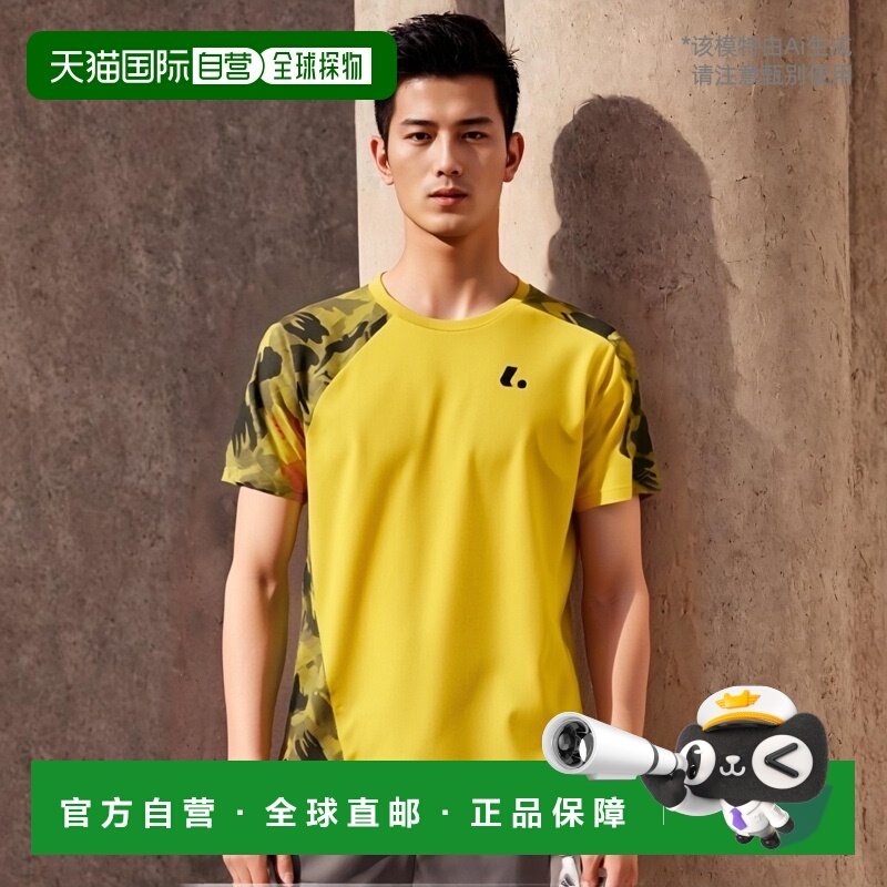 日本直邮朗讯男士女士比赛衬衫无领网球羽毛球服短袖吸汗速干运动