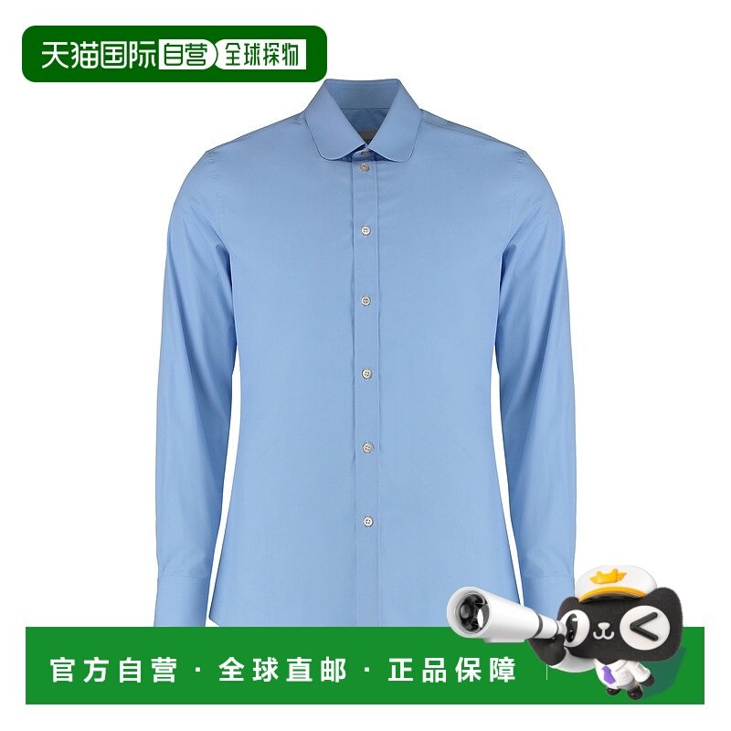 香港直邮VALENTINO 男士衬衫 VABR604WWW02 AW2025 蓝色 长袖衬衫