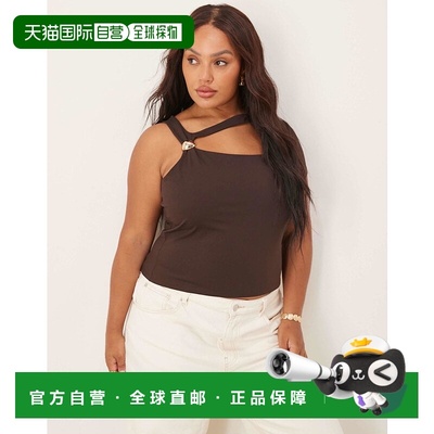 1h可退 香港直邮ASOS 女士 Curve hardware 设计简洁款剪口巧克力